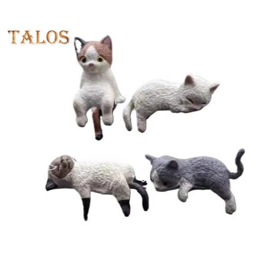 1/2/4Pcs Mini Cat Figurine Car Dashboard Central Control Display Screen Mount Sleeping Lying Sitting Kitten Statue Animal Sculpture Ornament