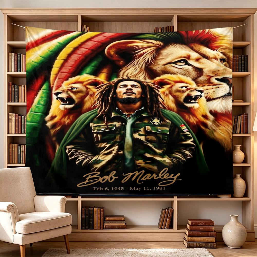 Bob Marley Reggae One Love Reggae Decorative Wall-Hanging Tapestry, Home Ornament for Living Room,Dorm and Fan Parties,Multi-style,celebrities,cartoon