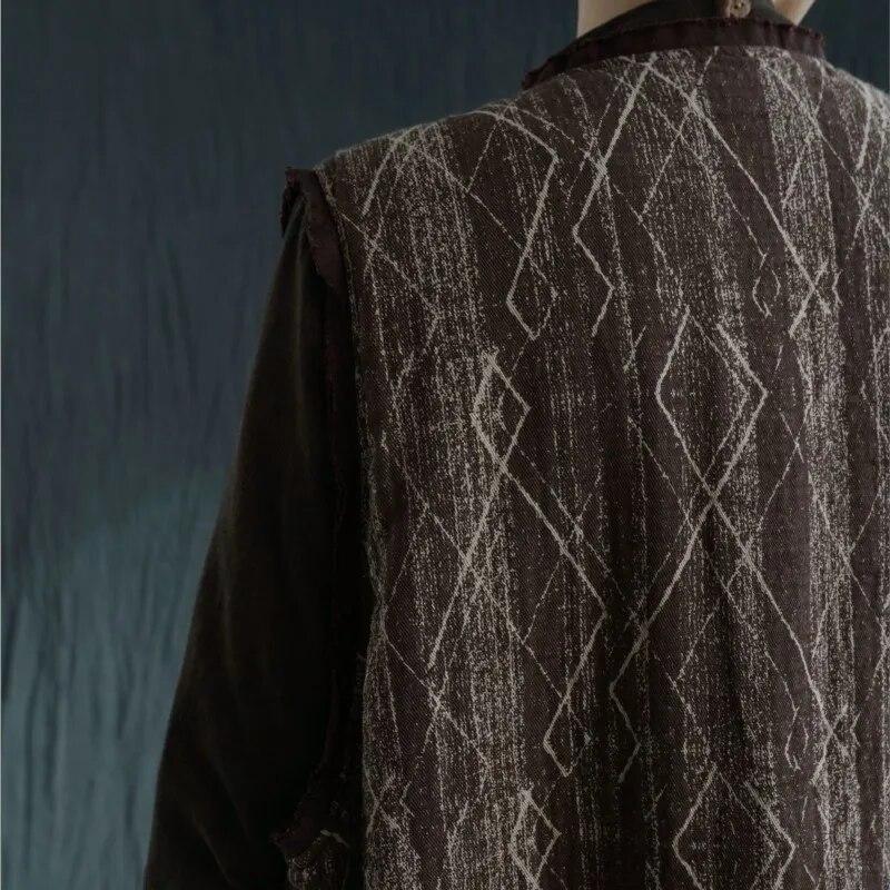 Johnature Женские хлопковые жилеты в китайском стиле, пальто с v-образным вырезом и цветочным принтом, весенние свободные винтажные женские длинные жилеты