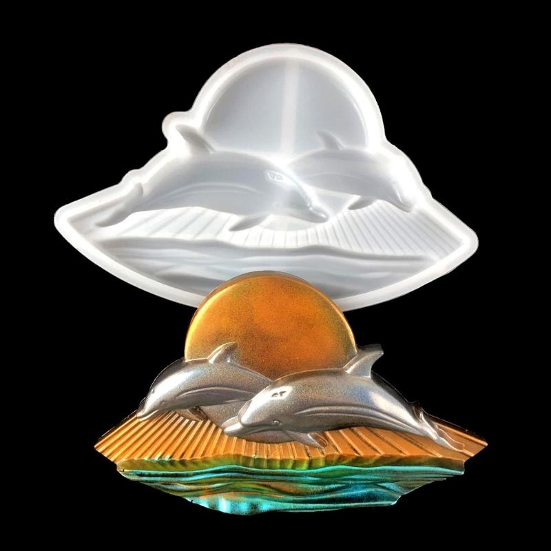 Форма из смолы «Солнечный дельфин», полустереоскопические силиконовые формы, эпоксидная литейная форма для настенного крепления, декора, поделок своими руками