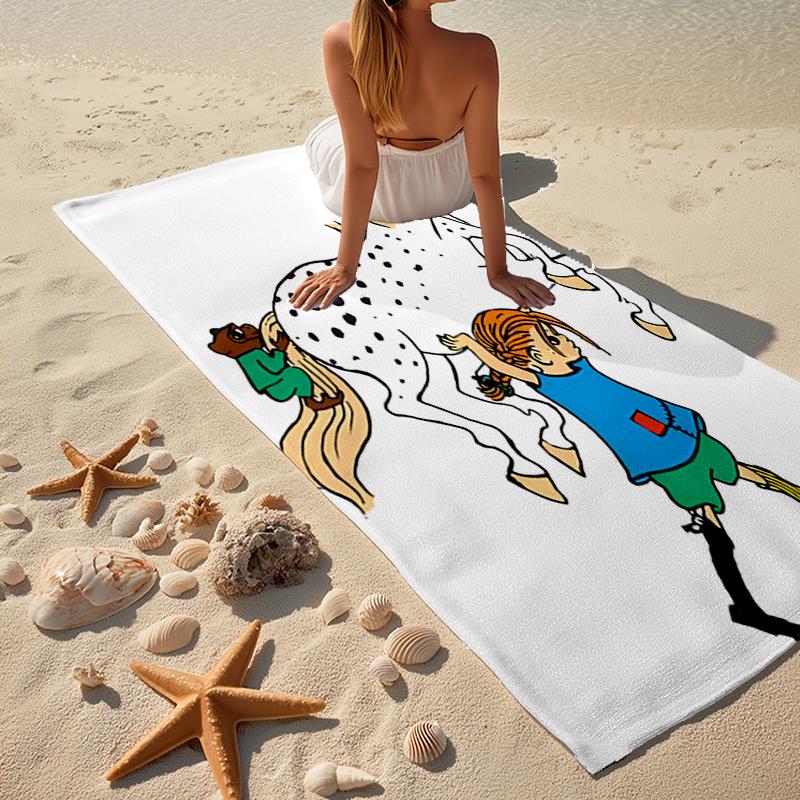 Pippi Longstocking Fashion Beach Towel: Ideal for Summer Adventures Soft, absorbent and quick drying suitable for swimming and bathing