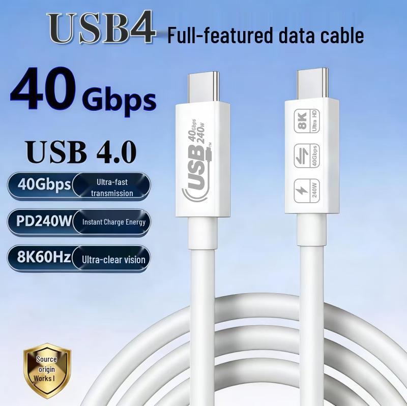 Кабель данных Thunderbolt 4 Type-C Male-to-Male, Высокоскоростной 40 Гбит/с, Зарядка PD 240 Вт, Зеркалирование 8K