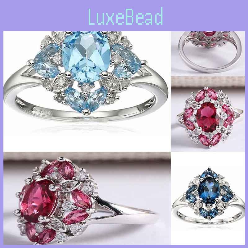 Великолепные посеребренные кольца с натуральным синим сапфиром овальной огранки и стразами