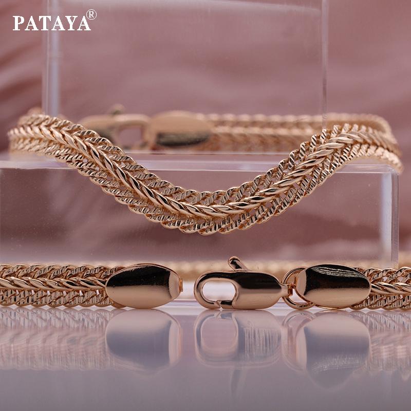 PATAYA Цвет розового золота, итальянское ожерелье ручной работы, унисекс, длинная цепочка