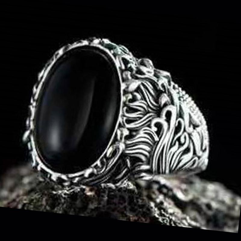Новое мужское кольцо с инкрустацией черным драгоценным камнем Türkiye, ретро властное индивидуальное кольцо для посещения банкета, высококачественные ювелирные изделия с кристаллами