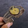 Natural Ammonite Fossil Gemstone Copper Wire Wrap Cuff Bangle Adjustable t7W88