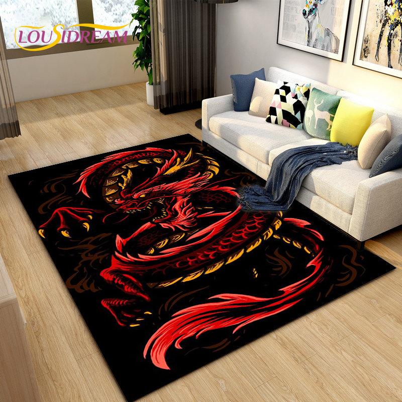 3D коврик с загадочным драконом, ковер для гостиной, спальни, дивана, коврик для украшения, детская игра, нескользящий напольный коврик