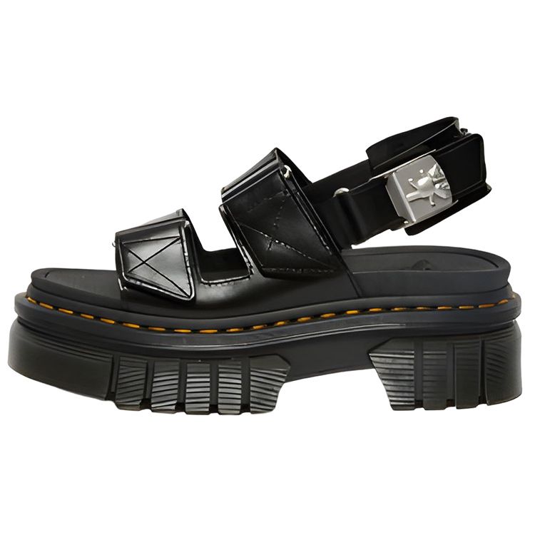 Dr. Martens Heaven Mj X Ricki 2-Strap Leather Adjustable Buckle Platform Fashion Sandals Women Sandals Black 27981001