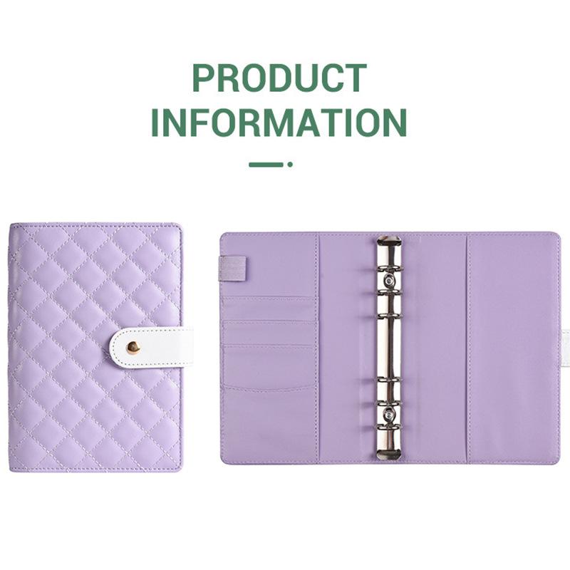 Pastel Grid Softcover Notebook A6 Binder with Zipper Pouch Cash Budget Planner