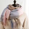 New Plaid Scarf for Women Japanese and Korean Sweet Imitation Cashmere Mid Length Colorful Plaid Scarf Shawl and Scarf