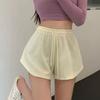 Женские летние шорты с завязками, высокой эластичной резинкой на талии, однотонные, трапециевидные, мягкие дышащие тонкие свободные пляжные спортивные шорты для бега