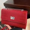 Crocodile Pattern Women's Bag 2025 New Trendy Texture Horizontal Japanese and Korean Chain Small Square Bag Popular Foreign Feeling Messenger Bag