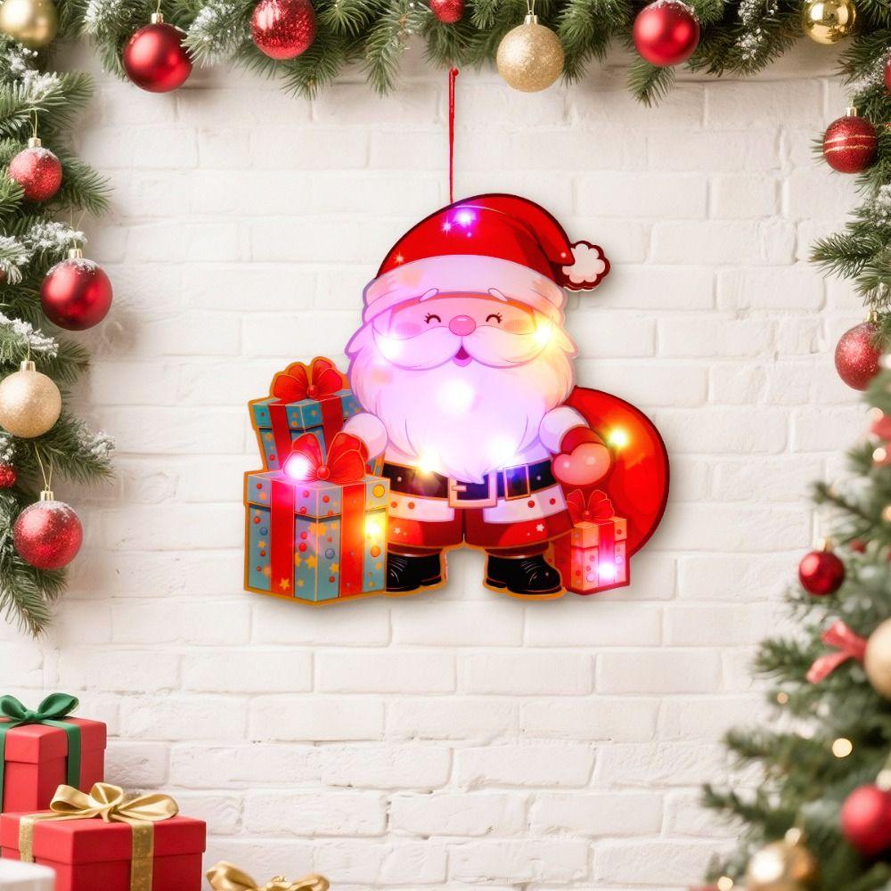 Colorful Lights Christmas Luminous Pendant Cartoon Christmas Decorations Pendant  Kids Gift