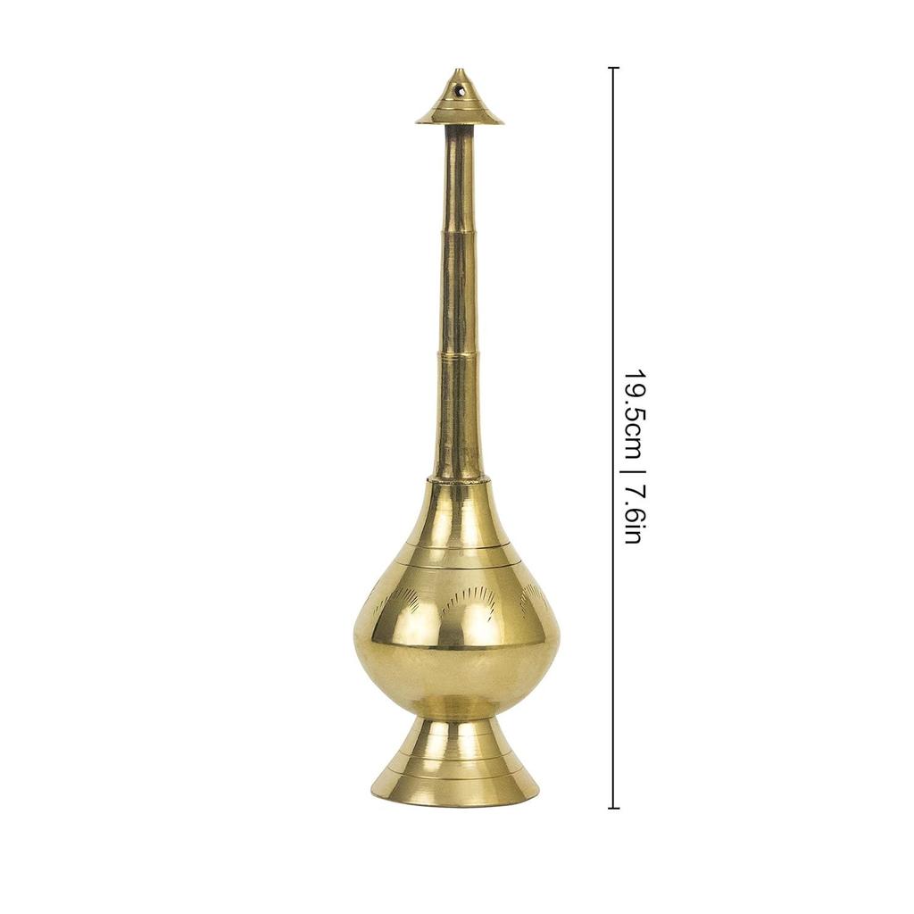 Brass Sprinkler Bottle for Holy Water, Gangajal and Perfume Gulab Pash Rose Brass Water Paneer Sombu –(Small)