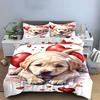 Cute Puppy with Red Hearts Bedding Duvet Cover Set Duvet Cover Pillowcases (1 * Duvet Cover 2 * Pillowcases, without duvet insert)