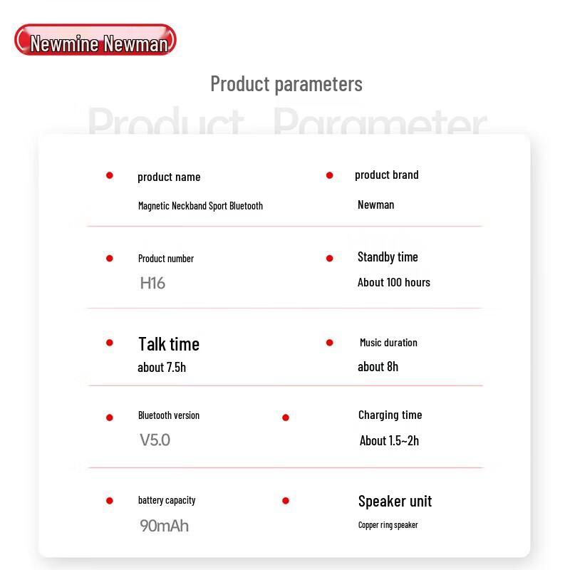 Newmine H16 Sport Bluetooth Neckband Earphones