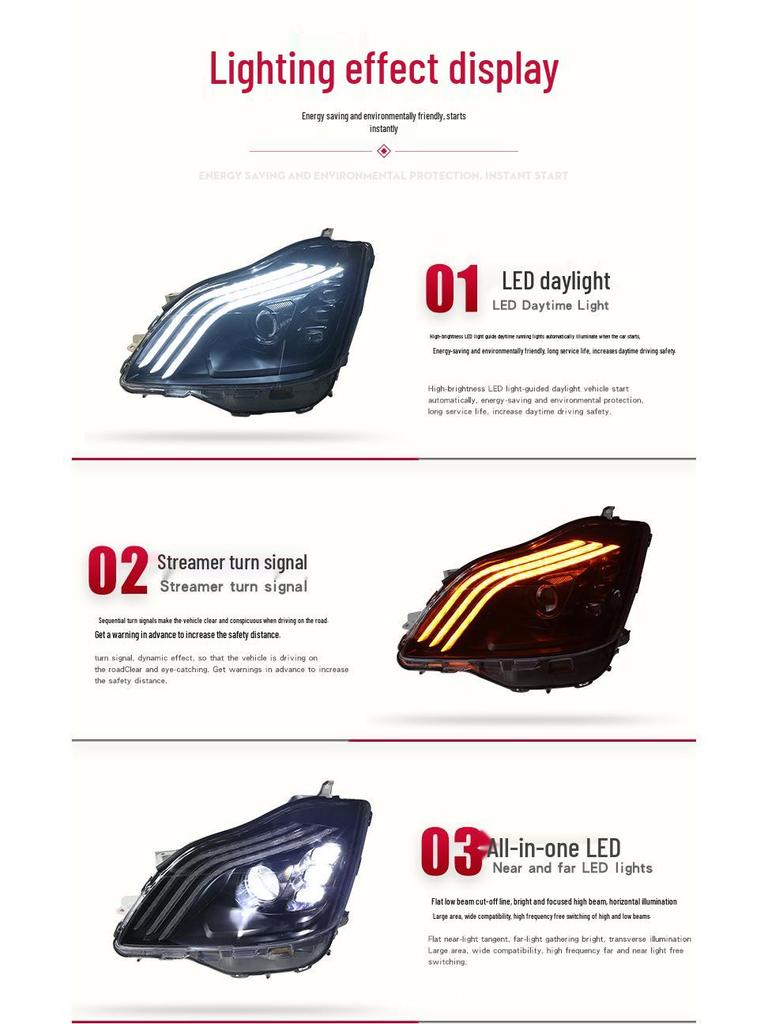 Headlights for 2011-2015 Sonata: Double Lens Xenon with LED Daytime Running Lights
