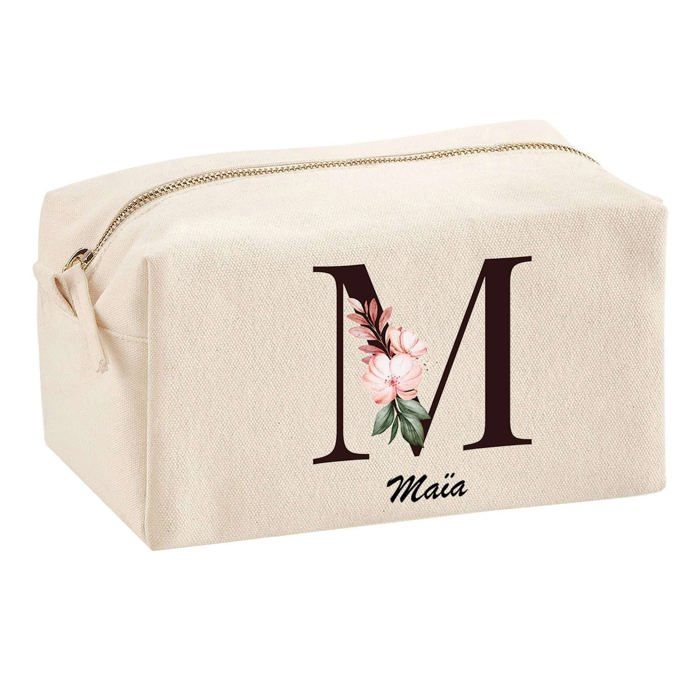 Trousse multifonction Maïa Lettre Fleur Cadeau Anniversaire Noël Idée Personnalisé Original | Trousse Scolaire Fournitures Bureau