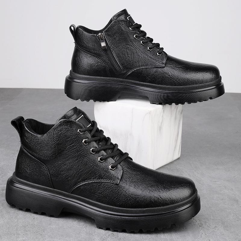 New Autumn Mens Ankle Boots High Top Fashion Shoes Outdoor Sneakers Leisure Comfortable Motorcycle Boots Soft Male Lace-Up Botas