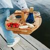 Tables Wooden Picnic Table With Glass Holder Round Foldable Desk Wine Glass Rack