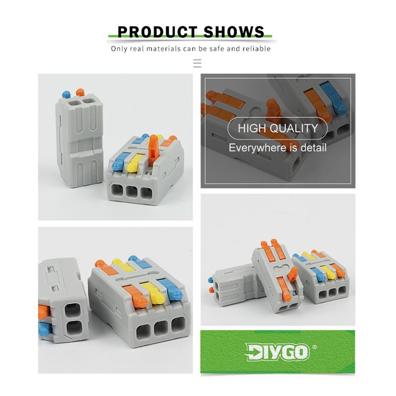 Мини Быстрый Проводной Соединитель 2 Контакта 3 Контакта Стыкуемый Жесткий Провод Прямая Вставка Многовходовой и Многовыходной Клеммный Блок для Проводки
