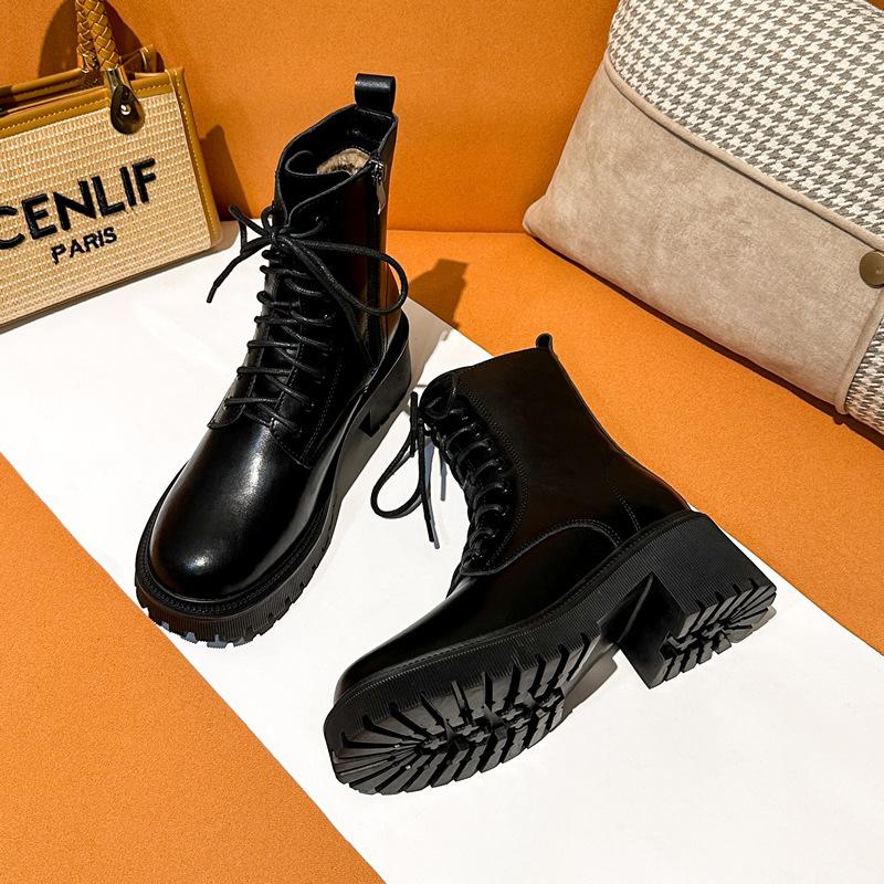 Мартинсы на внутренней платформе, женские, в британском стиле, средней высоты, на толстой подошве, в стиле ретро, дымчатые, ботинки челси, универсальные, короткие, на осень и зиму