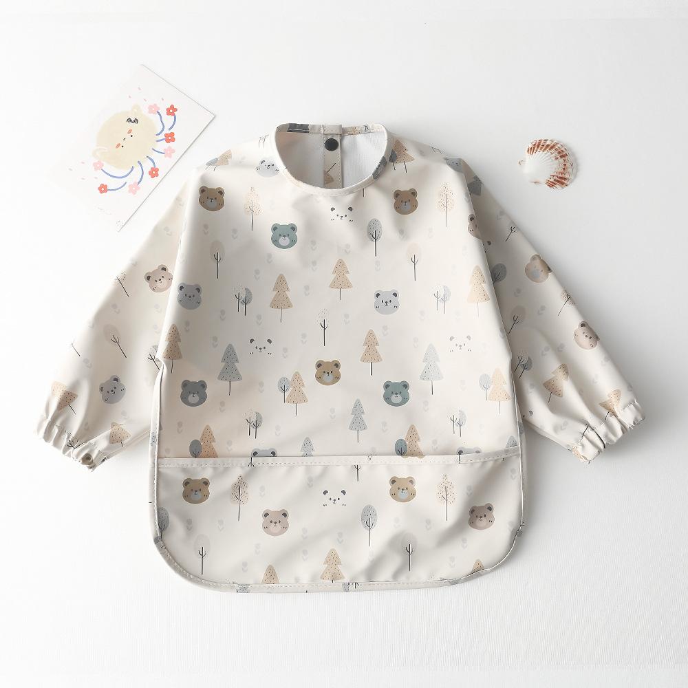 Cute Baby Bibs Toddler Waterproof Long Sleeve Apron Cartoon Animals Children Feeding Smock Bib Baby Stuff  Newborn Accessories