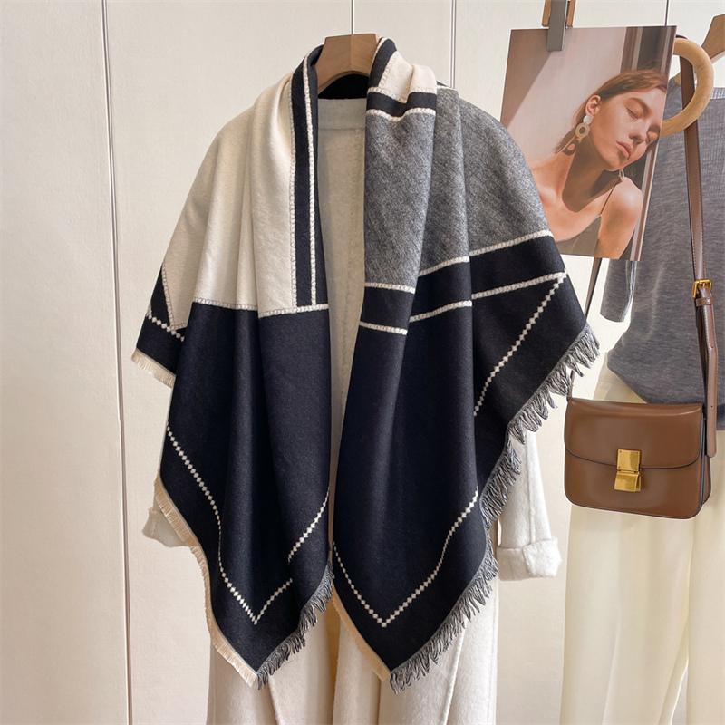 Winter Warm Cashmere Scarf for Women Plaid Print Pashmina Blanket Thick Shawl Wrap Neckerchief Fashion Bufanda Echarpe Poncho