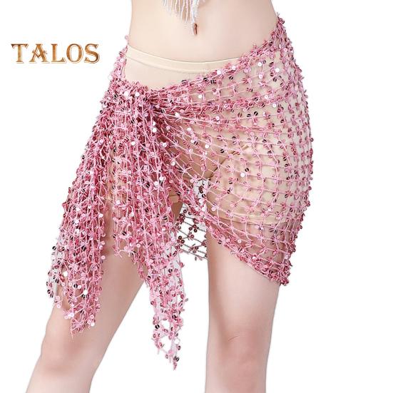 Шарф для танца живота, юбка-халат с пайетками, мини-юбка с вырезом, пояс для восточного индийского танца, карнавальный костюм, аксессуар для выступлений