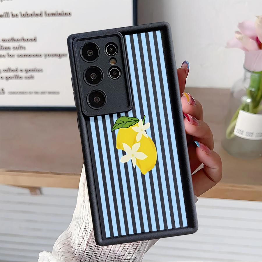 Чехол с лимонным узором в полоску для Samsung Galaxy S26 Ultra S22 S25 S23 FE S21 S24Ultra S25 Edge S24 Plus S20FE
