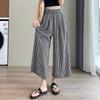 Свободные брюки из хлопка и льна для женщин на лето, повседневные брюки шириной девять дюймов с хорошей драпировкой и расклешенные брюки