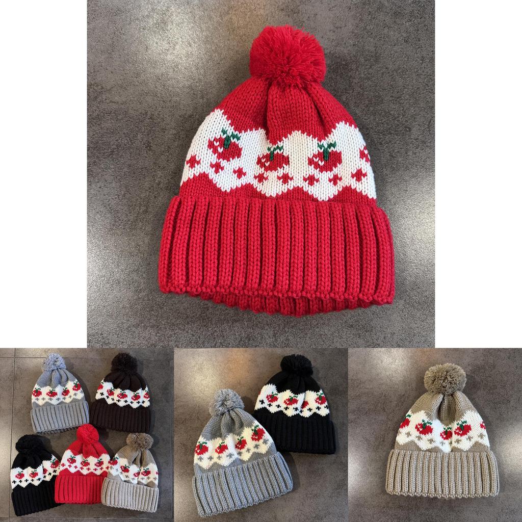 Red Cherry Knit Hat For Women Winter Warmth And Fashion Accessory