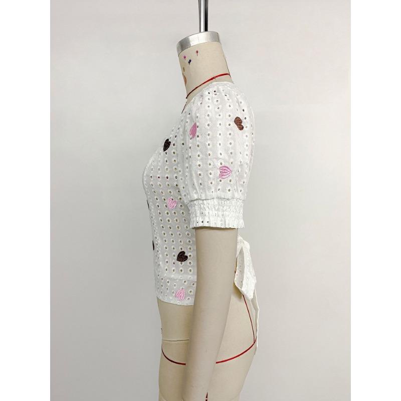 Женская летняя повседневная модная рубашка с пышными рукавами и квадратным воротником Love Square