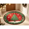 Assorted Christmas Holiday Round Rug Multiple Xmas Tree Star Snowflake Motif Decorative Floor Mat for Festive Home Ornament