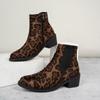 Женские леопардовые ботинки Chelsea Snow Ankle Boots Brand High Heels Shoes Winter 2025 Trend Goth Party Casual Cozy Chunky Botas Mujer