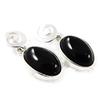 [H3459] - Silver Earrings 'Déesse Noir De Jais' Silver-black (rhodium-plated) - 20x8 Mm
