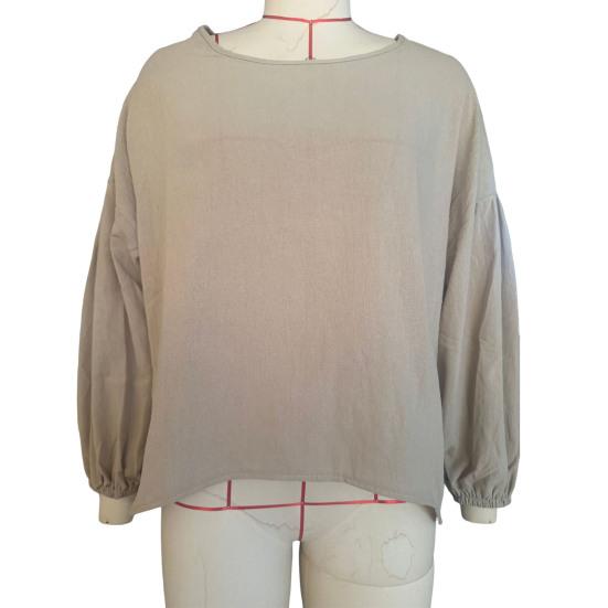 Женские топы с круглым вырезом, пышные, с длинным рукавом, однотонные, свободные, повседневные, блузки, универсальная повседневная одежда