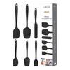 Drongo Heat Resistant Fireproof Nonstick Silicone Spatula Set 6 Pieces Black
