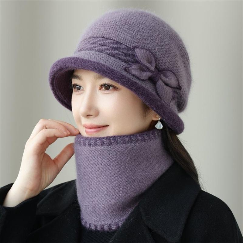 Middle-aged and elderly hats, women's autumn and winter wool hats, mother hats, outdoor cycling, ear protection, warm old lady knitted hats
