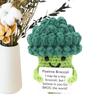 Crochet Emotional Support Cute Vegetable Knitted Doll with Encourage Card Handmade Creative Fun Stress Relieving Broccoli Toy