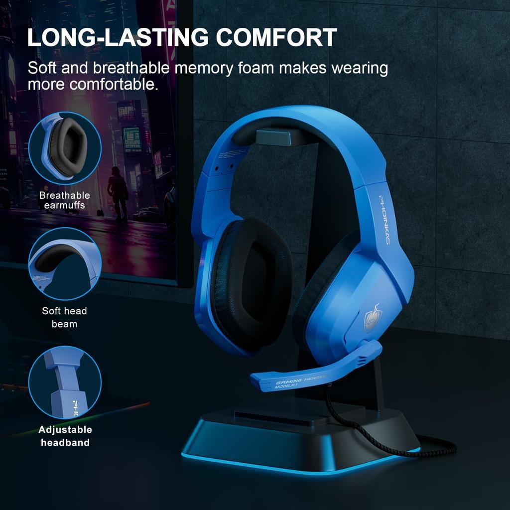 H1 Gaming Headset for PS4/ PS5/ PC/ Laptop, Stereo Over Ear Gaming Headphones with Noise-Canceling Mic