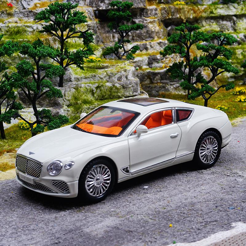 1/24 Bentley Continental GT Model Car, Alloy Diecast Collectible Pull Back Car Toy, with Sound and Light, Door Can Be Opened for Boys Girls Gift