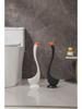 Swan Design Vertical Toilet Brush Set with Base - Practical Plastic Bathroom Accessory