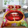 Kiss Sexy Lips King Queen Duvet Cover Red Mouth Bedding Set For Girl Modern Fashion Quilt Cover 2/3pcs Polyester Comforter Cover