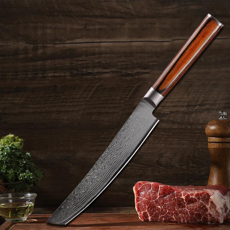 Damascus Steel Kitchen Cleaver Chef Knife Boning Slicing Knife Butcher Knife Meat Fish Sushi Knife Professional Cooking Cutter