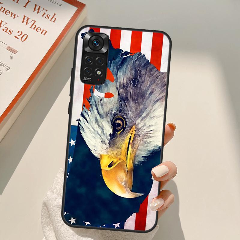 American USA Flag Eagle Case For Xiaomi Redmi Note 10 8 9 11 Pro 8T 9S 10S 11S Redmi 10C 9C 9A 9T K50 K40 Gaming