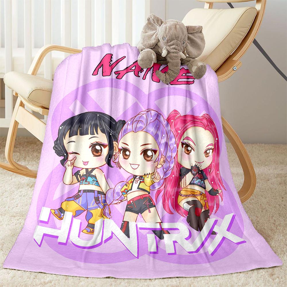 Huntrx: Future Stars Unite! Customize Your Name Blanket Gift Personalized Blanket Soft & Cozy Throw For Picnics Home Decor Nap Living Room
