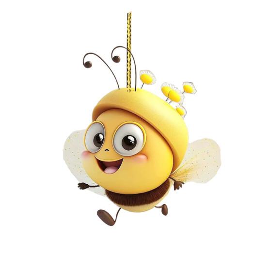 Acrylic Bee Hanging Decoration Single Side Printed Little Bee Ornament Car Rearview Mirror Keychain Pendant