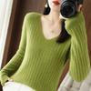 Autumn and Winter New V-neck Long Sleeve Pullover Sweaters Women Fashion Casual Slim Fit Knitted Sweater for Women Elegant Warm Base Jumpers Top 25070