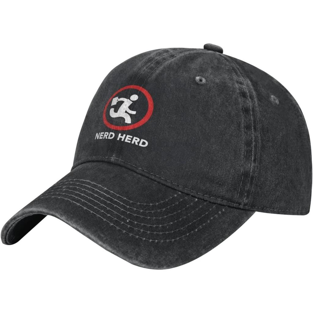 Nerd Herd Running Graphic Washed Baseball Cap Cotton Adjustable Dad Hat for Unisex Women
